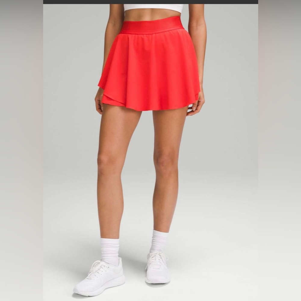 lululemon athletica Coral-Red Flared Mini Skort  rival court size 6